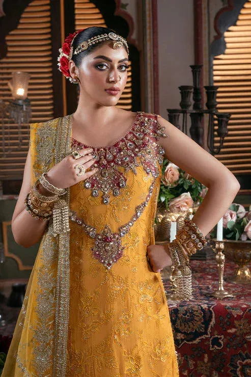 Imrozia Premium Noor e Naaz Bridals 25 yellow Organza – view 4 – Poshaq