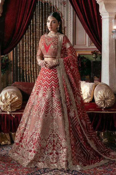 Imrozia Premium Noor e Naaz Bridals 25 red Organza – view 1 – Poshaq