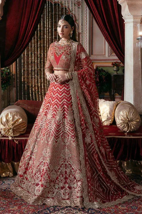 Imrozia Premium Noor e Naaz Bridals 25 red Organza – view 1 – Poshaq