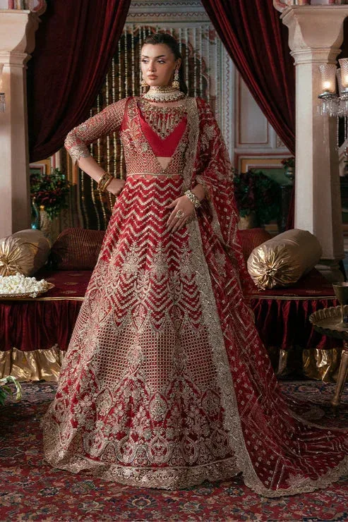 Imrozia Premium Noor e Naaz Bridals 25 red Organza – view 4 – Poshaq