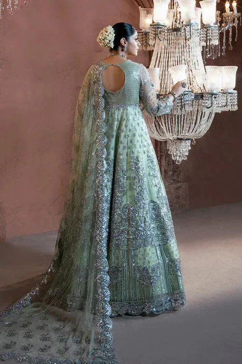 Imrozia Premium Noor e Naaz Bridals 25 pistachio Organza – view 2 – Poshaq