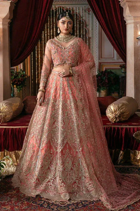 Imrozia Premium Noor e Naaz Bridals 25 pink Organza – view 1 – Poshaq