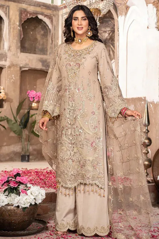 Imrozia Premium Tehwar Premium Pale Brown Raw Silk – view 1 – Poshaq