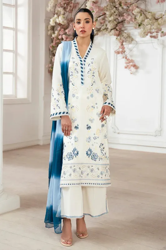Imrozia Premium Kianna Casuals off white Chiffon – view 1 – Poshaq