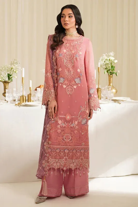 Imrozia Premium Noore Formals Tea Pink Raw Silk – view 1 – Poshaq