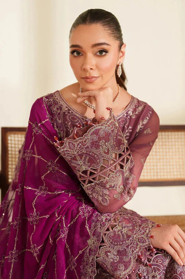 Imrozia Premium Noore Formals Plum Raw Silk – view 3 – Poshaq