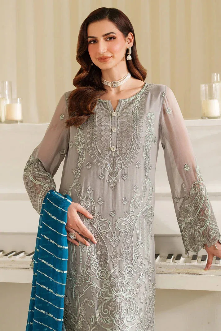 Imrozia Premium Noore Formals Grey Raw Silk – view 3 – Poshaq