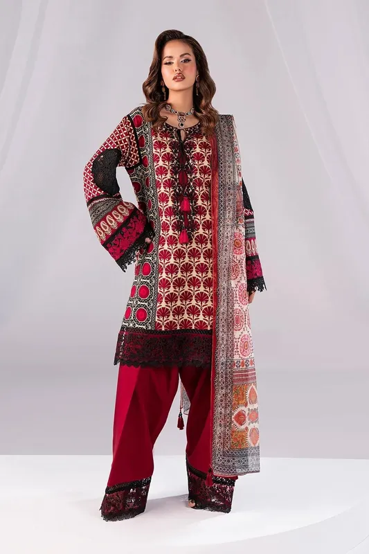 Imrozia Premium Noor 25 Red Cotton – view 1 – Poshaq