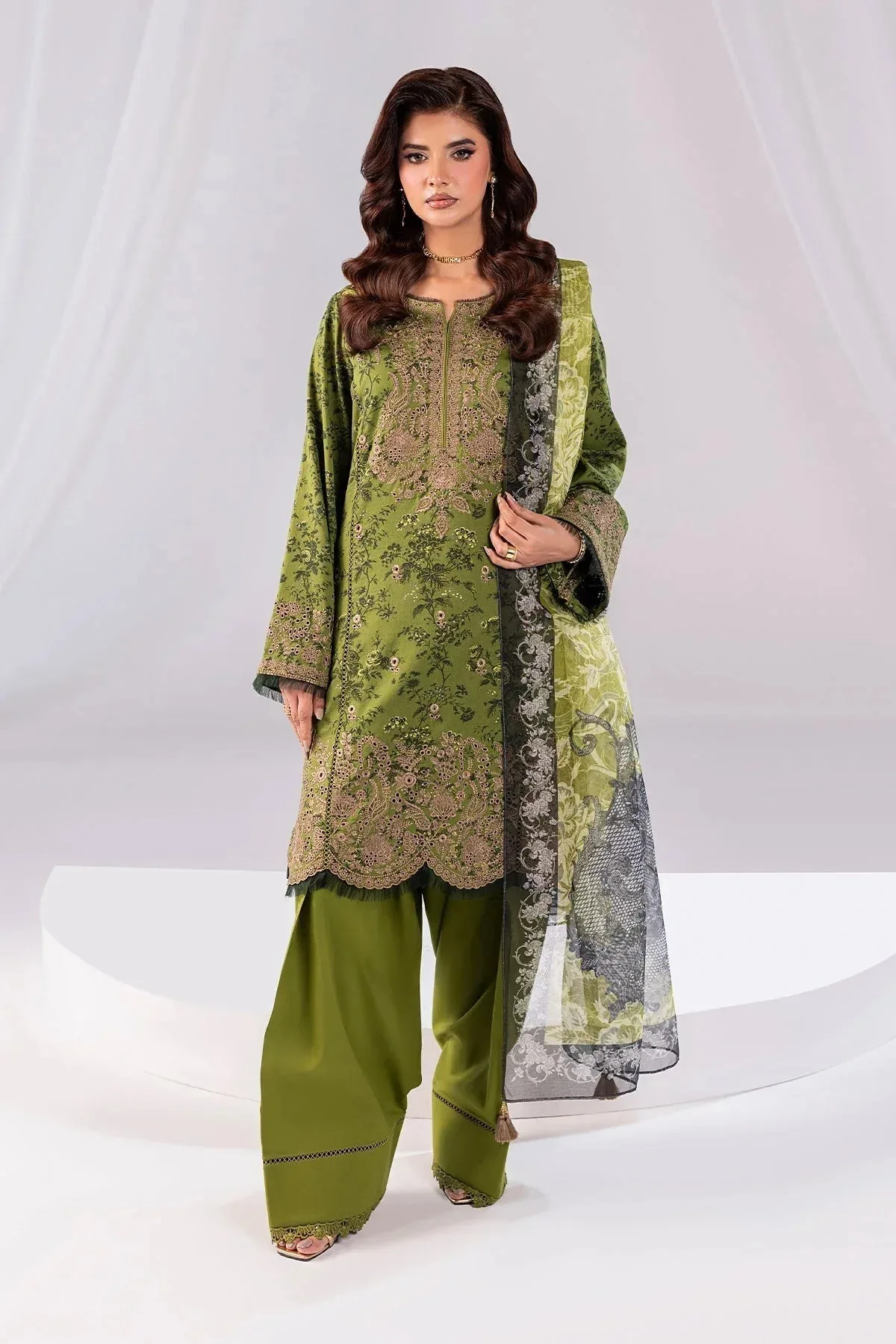 Imrozia Premium Noor 25 Mehndi Cotton – view 1 – Poshaq