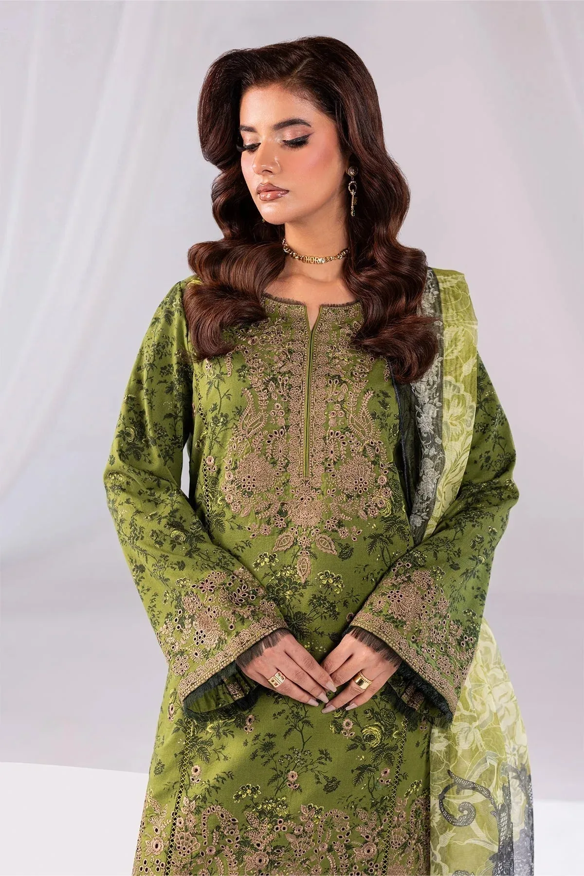 Imrozia Premium Noor 25 Mehndi Cotton – view 3 – Poshaq