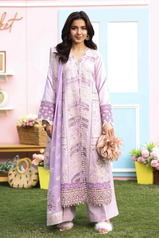 Imrozia Premium Hayam Luxury Lawn 25 Lilac Organza – view 1 – Poshaq