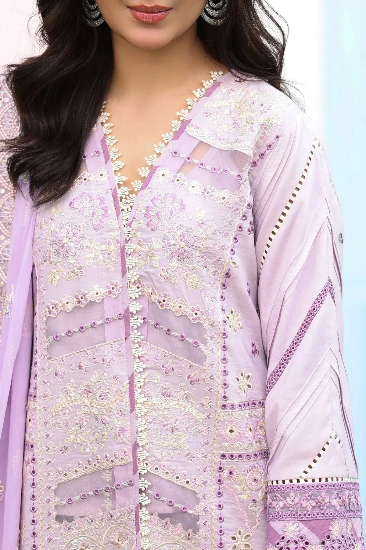Imrozia Premium Hayam Luxury Lawn 25 Lilac Organza – view 3 – Poshaq