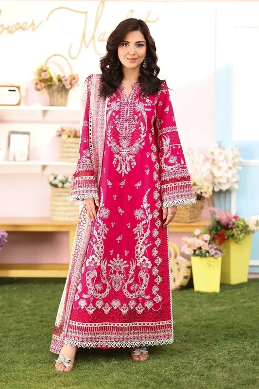 Imrozia Premium Hayam Luxury Lawn 25 Red Organza – view 1 – Poshaq