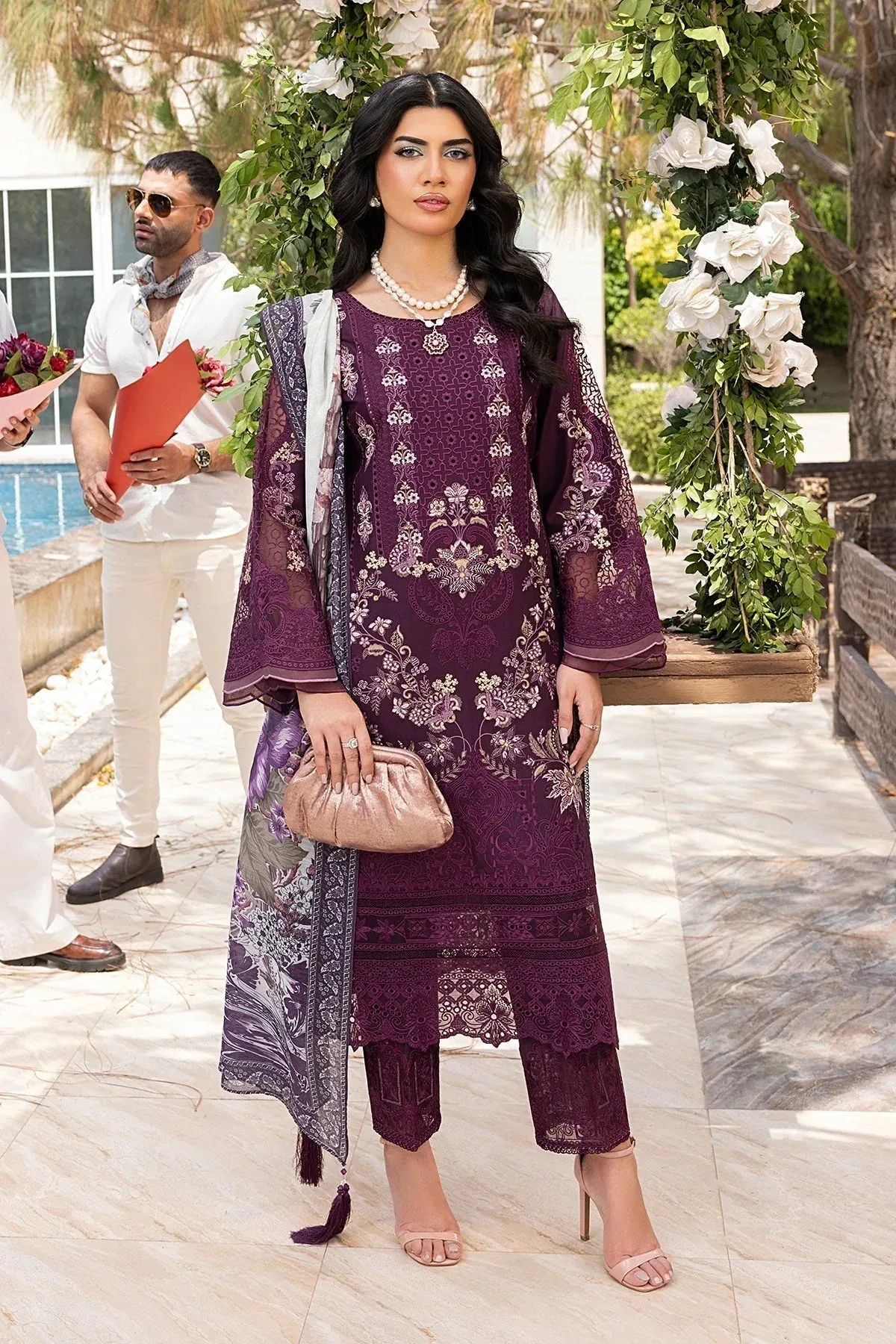Imrozia Premium Rang e Bahar Wine Berry Cotton – view 1 – Poshaq