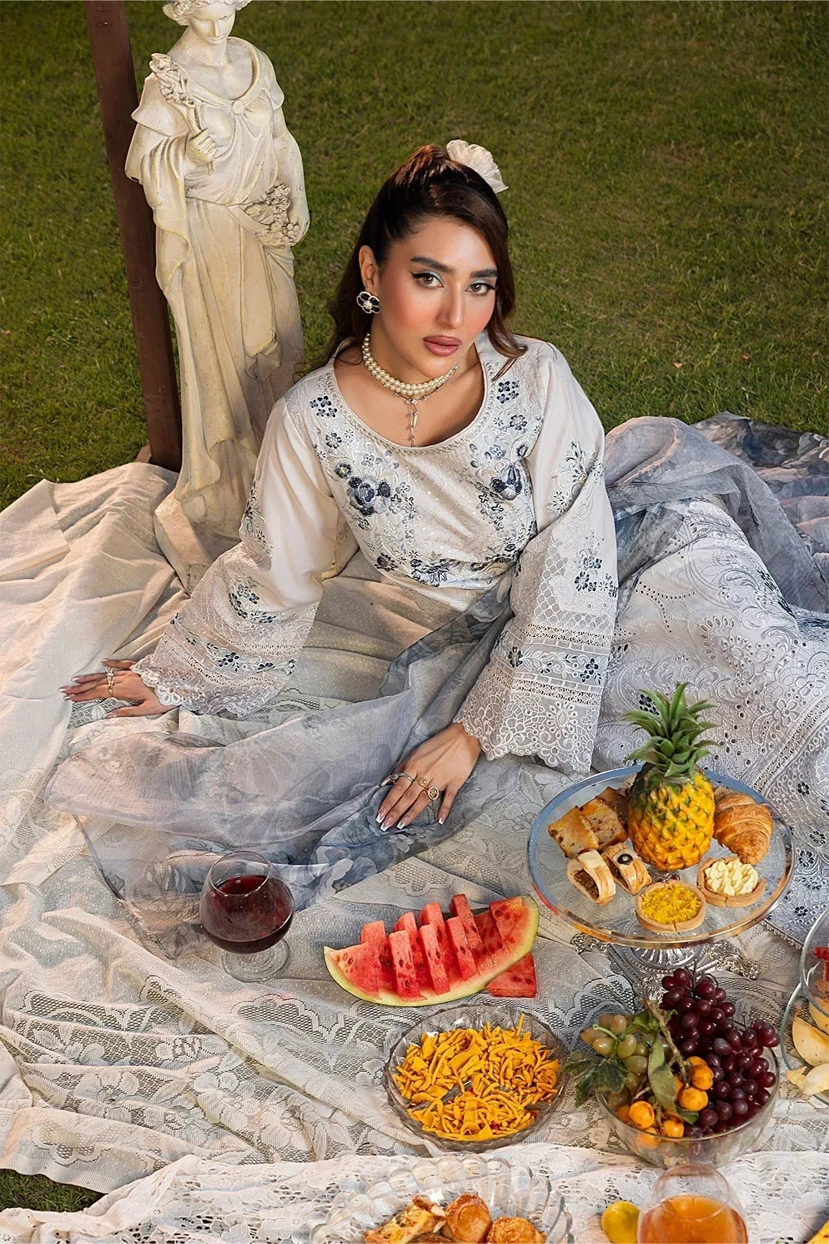 Imrozia Premium Rang e Bahar Off White Cotton – view 4 – Poshaq