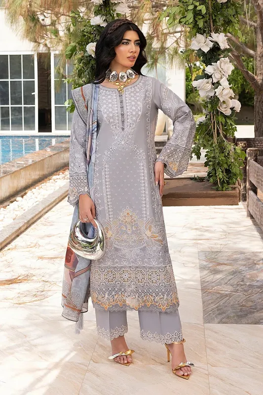 Imrozia Premium Rang e Bahar Lilac Gray Cotton – view 1 – Poshaq