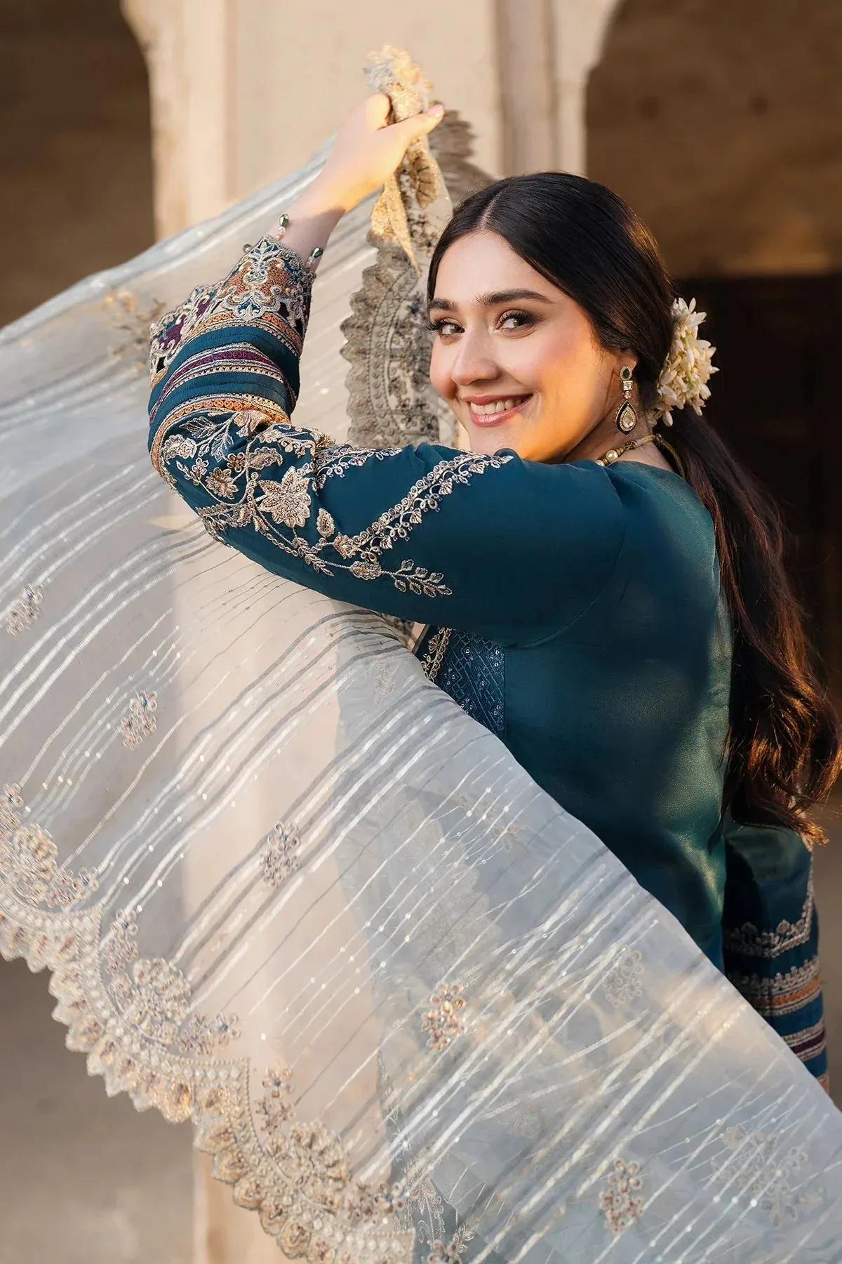 Imrozia Premium Meeras Luxury Eid 25 Navy Blue Raw Silk โ view 5 โ Poshaq