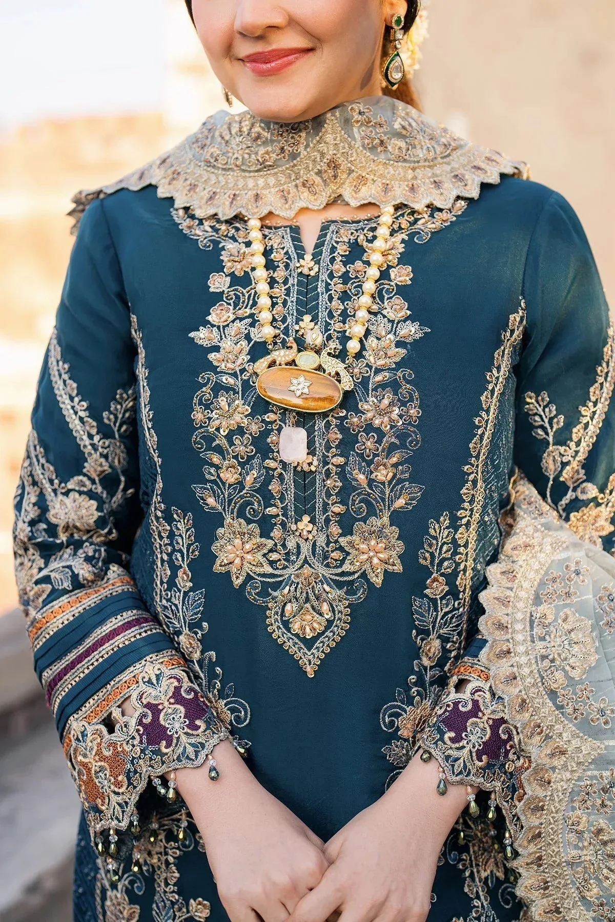 Imrozia Premium Meeras Luxury Eid 25 Navy Blue Raw Silk โ view 6 โ Poshaq