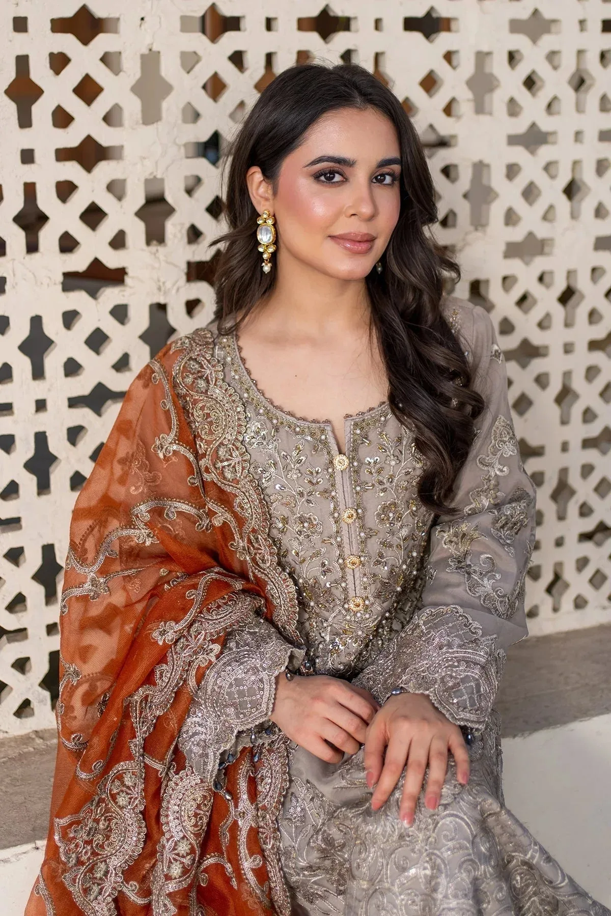 Imrozia Premium Meeras Luxury Eid 25 Mouse Gray Raw Silk β view 6 β Poshaq