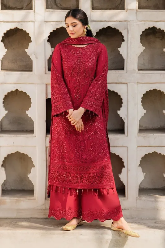 Imrozia Premium Meeras Luxury Eid 25 Red Organza – view 1 – Poshaq