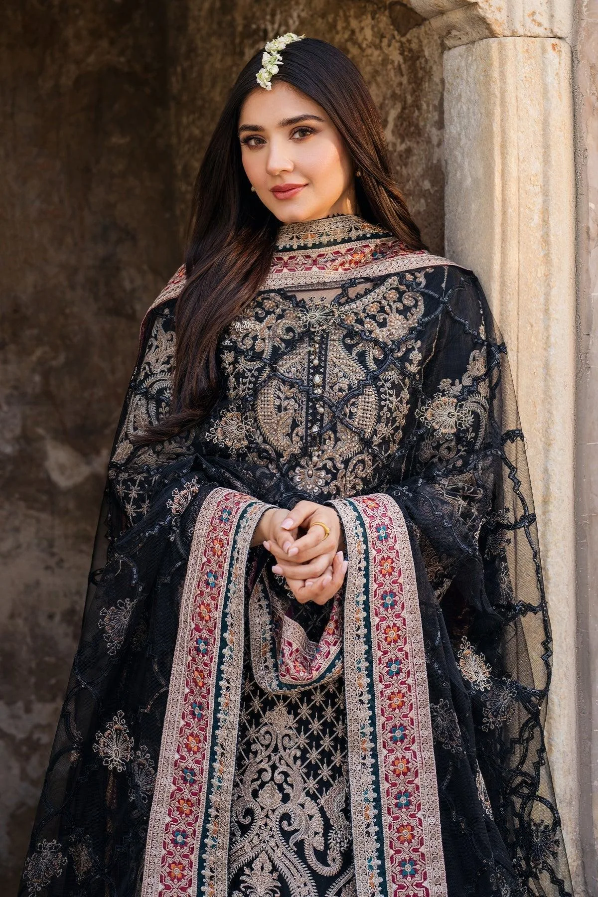 Imrozia Premium Meeras Luxury Eid 25 Black Raw Silk β view 4 β Poshaq