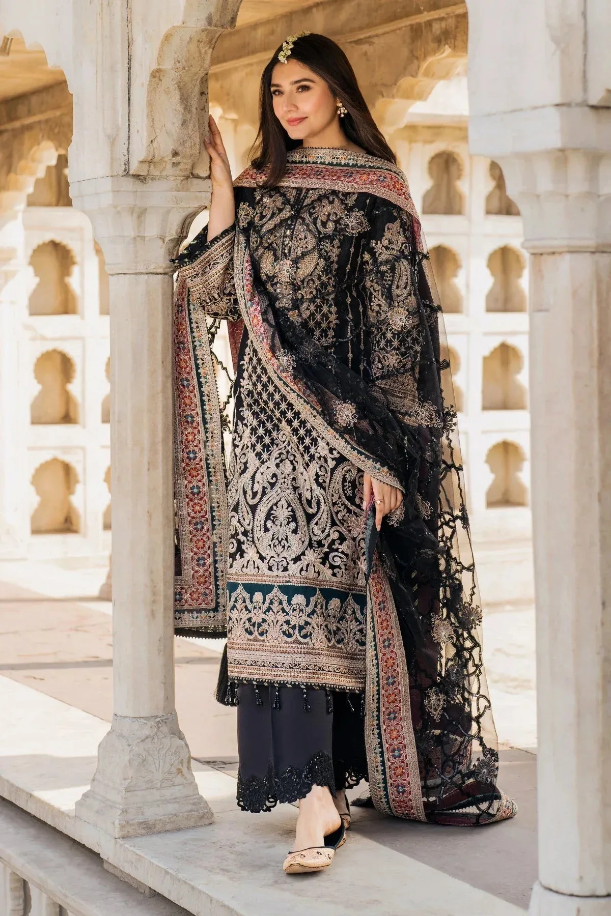 Imrozia Premium Meeras Luxury Eid 25 Black Raw Silk β view 6 β Poshaq