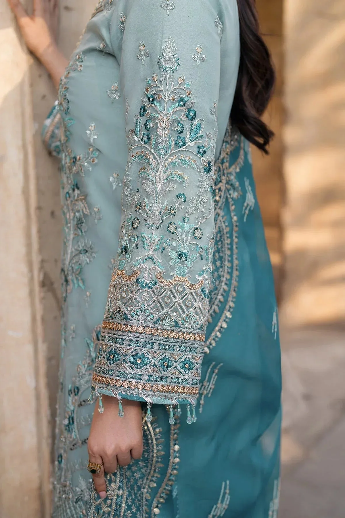 Imrozia Premium Meeras Luxury Eid 25 Light Blue Raw Silk โ view 5 โ Poshaq