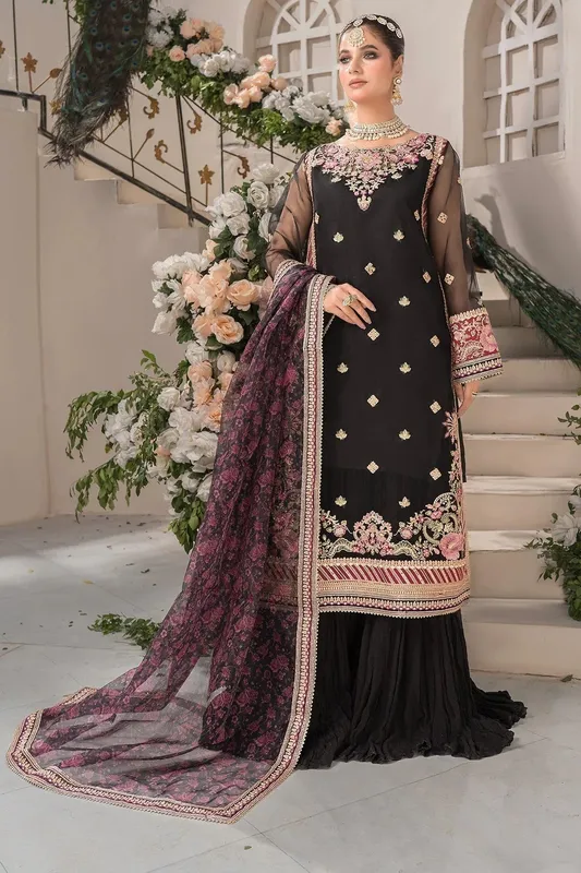 Imrozia Premium Dilkash Formals Black Organza – view 1 – Poshaq