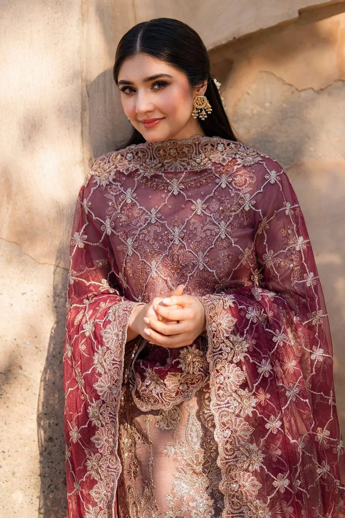 Imrozia Premium Meeras Luxury Eid 25 Brownish Pink Raw Silk β view 4 β Poshaq