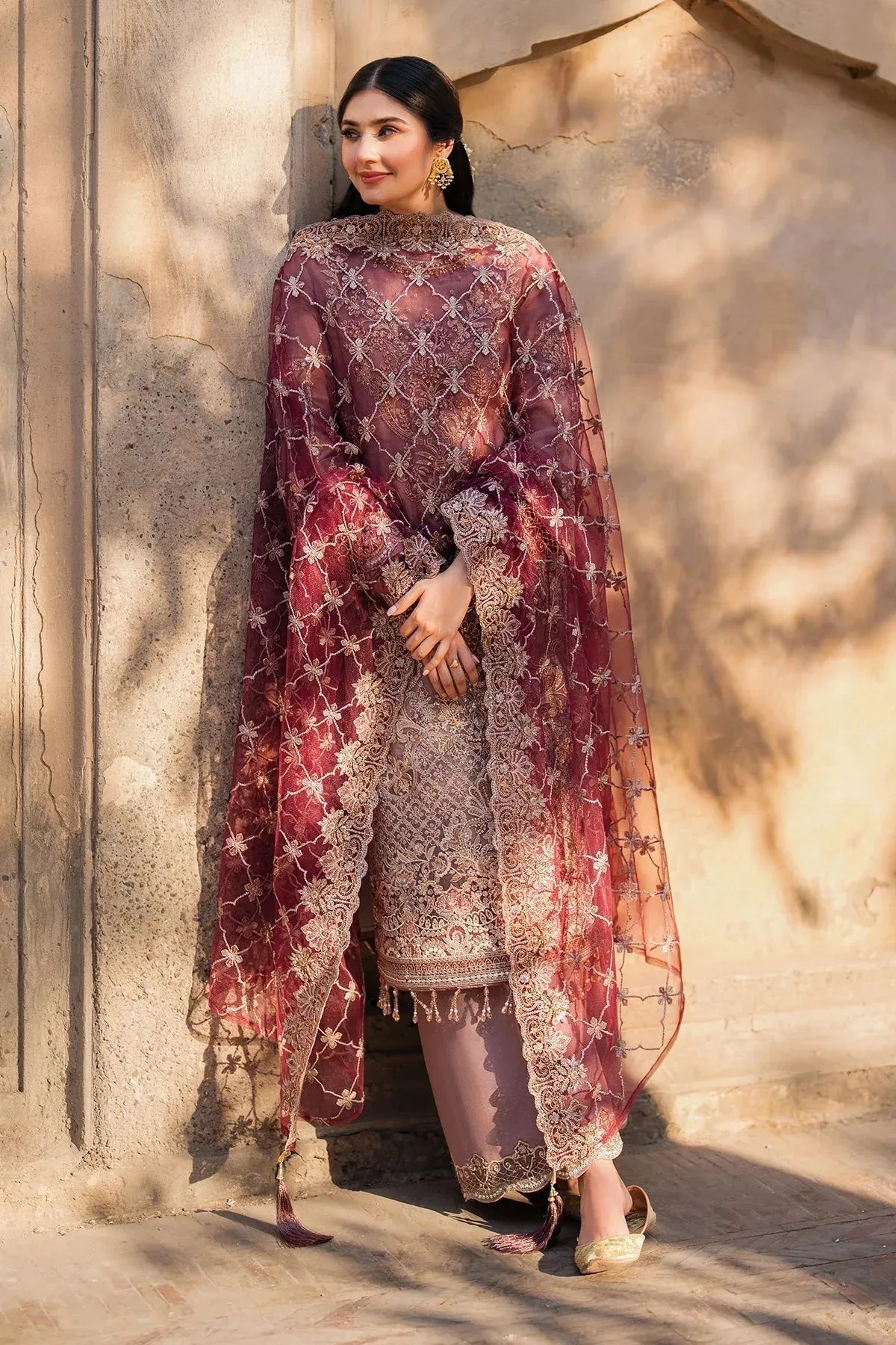 Imrozia Premium Meeras Luxury Eid 25 Brownish Pink Raw Silk β view 5 β Poshaq