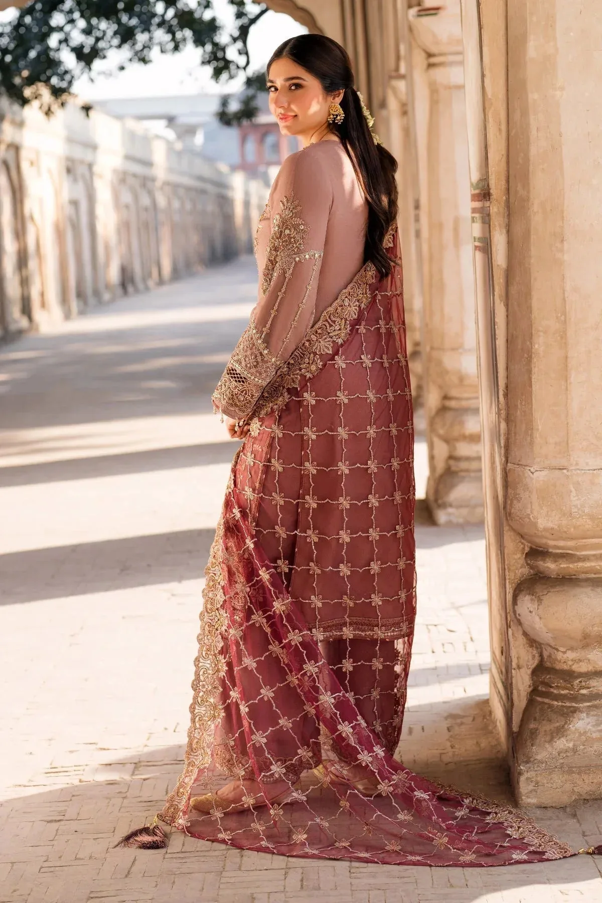 Imrozia Premium Meeras Luxury Eid 25 Brownish Pink Raw Silk β view 6 β Poshaq