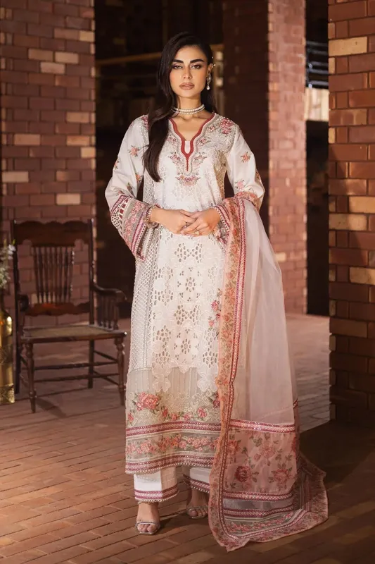 Imrozia Premium Naya Luxury Eid Edit Off White Organza – view 1 – Poshaq