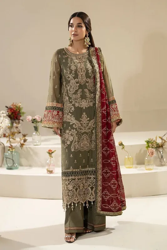 Imrozia Premium Nisha Collection Grey Raw Silk – view 1 – Poshaq
