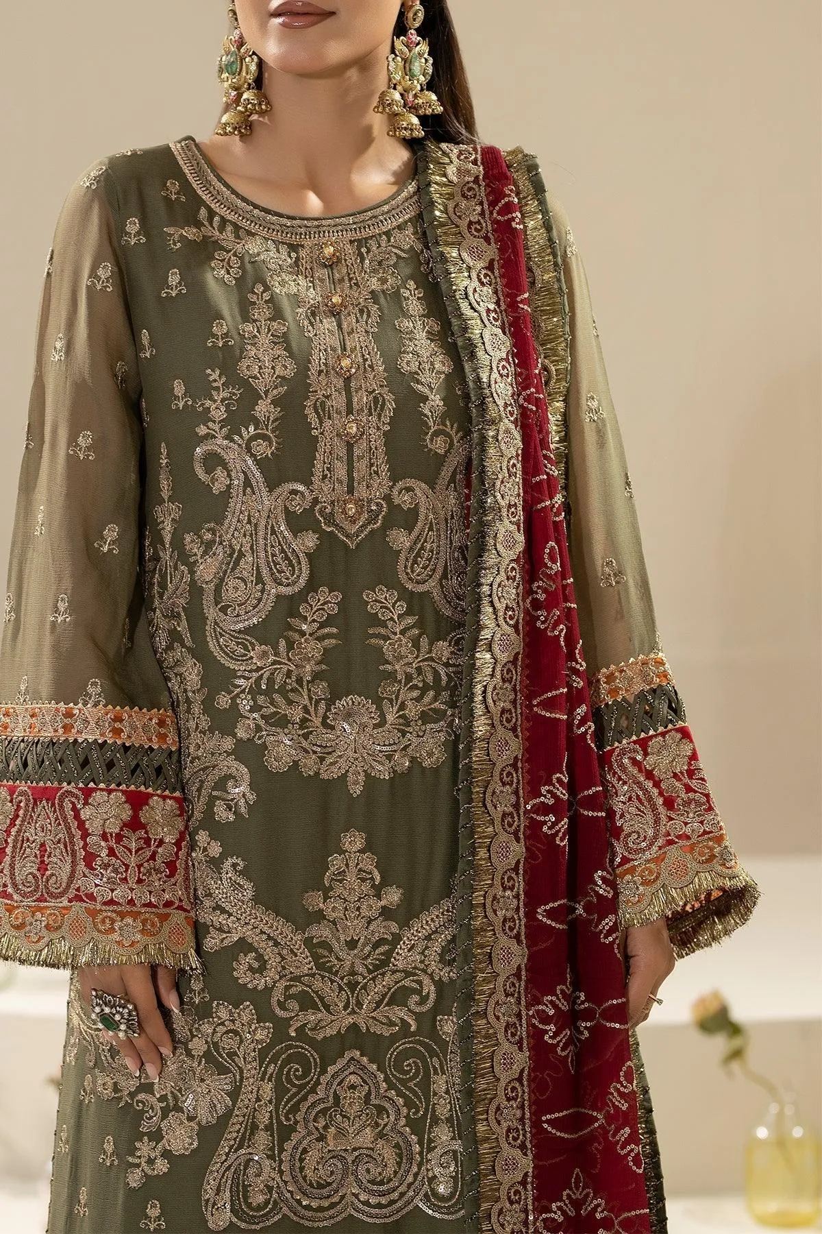 Imrozia Premium Nisha Collection Grey Raw Silk – view 2 – Poshaq