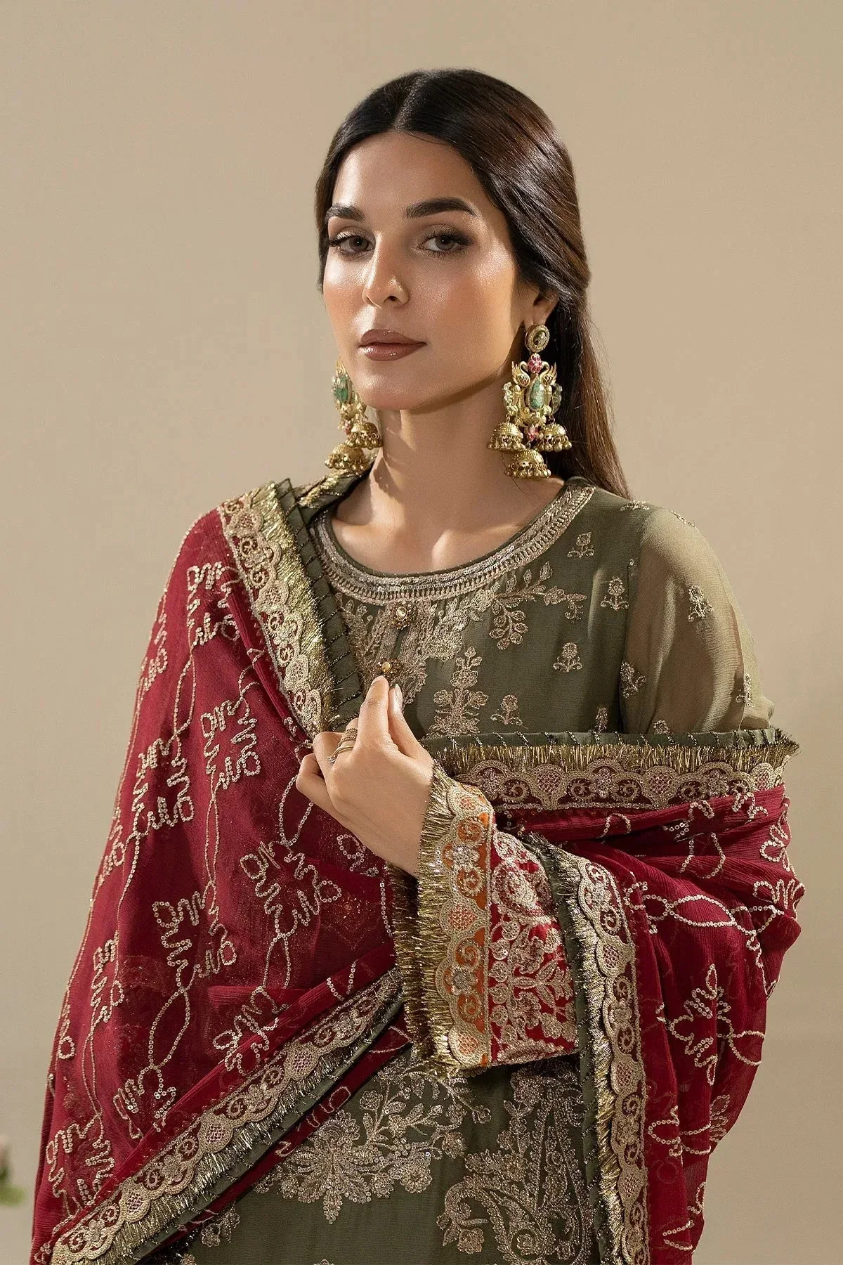 Imrozia Premium Nisha Collection Grey Raw Silk – view 3 – Poshaq