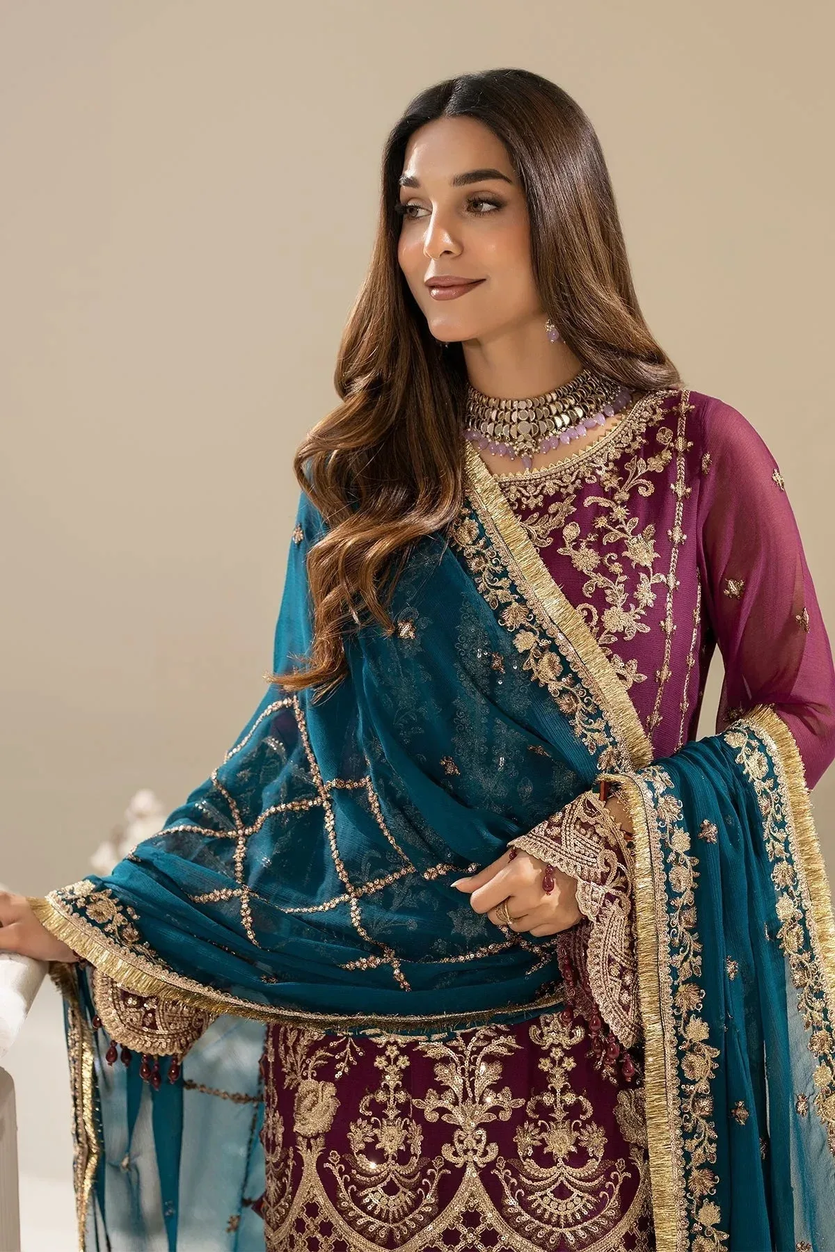Imrozia Premium Nisha Collection Magenta Raw Silk – view 4 – Poshaq