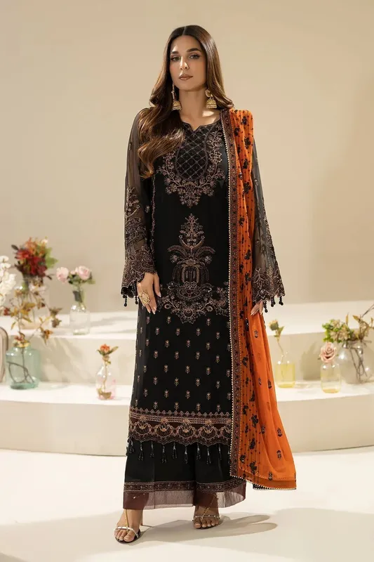 Imrozia Premium Nisha Collection Black Raw Silk – view 1 – Poshaq