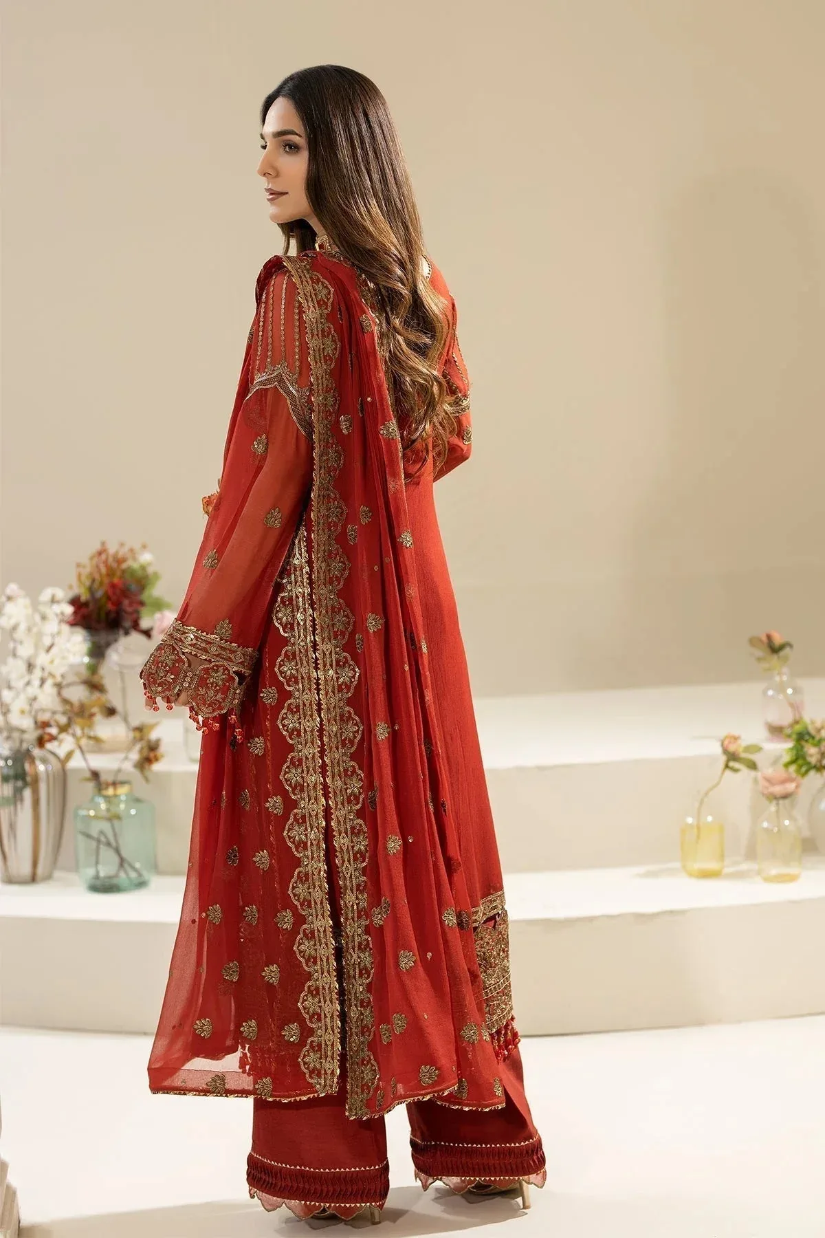 Imrozia Premium Nisha Collection Rust Raw Silk – view 2 – Poshaq