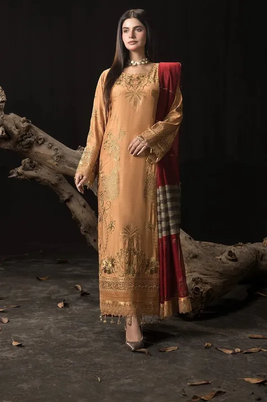 Imrozia Premium Gulzar e Dil Champagne Gold Viscose – view 1 – Poshaq
