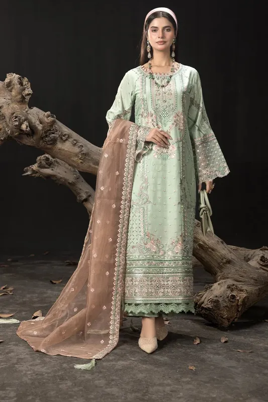 Imrozia Premium Gulzar e Dil Pastel Mint Viscose – view 1 – Poshaq