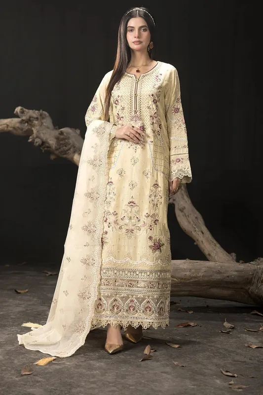 Imrozia Premium Gulzar e Dil Pastel Yellow Viscose – view 1 – Poshaq