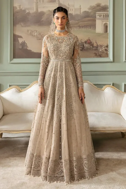 Imrozia Premium Jashan Bridal Collection Off White Organza – view 1 – Poshaq