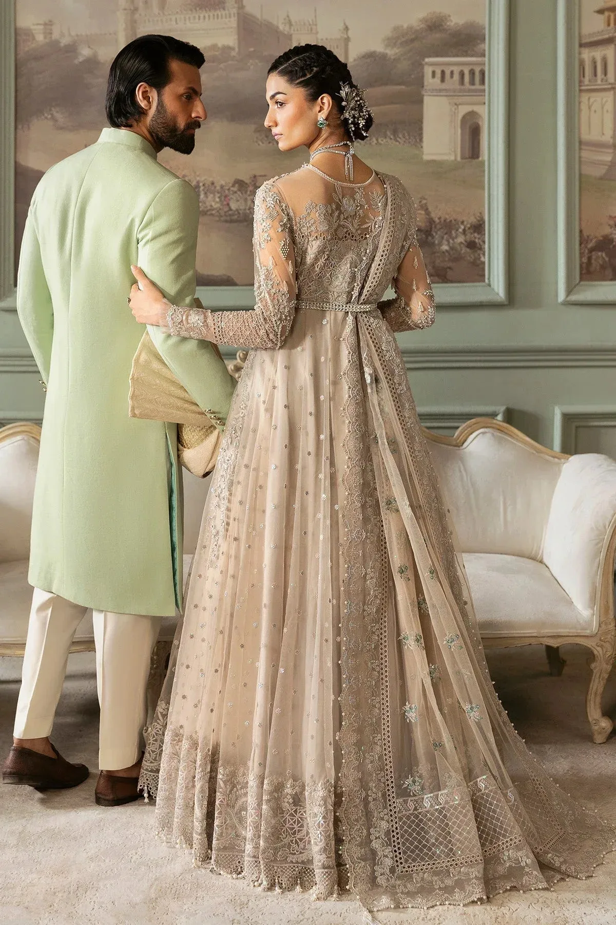 Imrozia Premium Jashan Bridal Collection Off White Organza – view 2 – Poshaq
