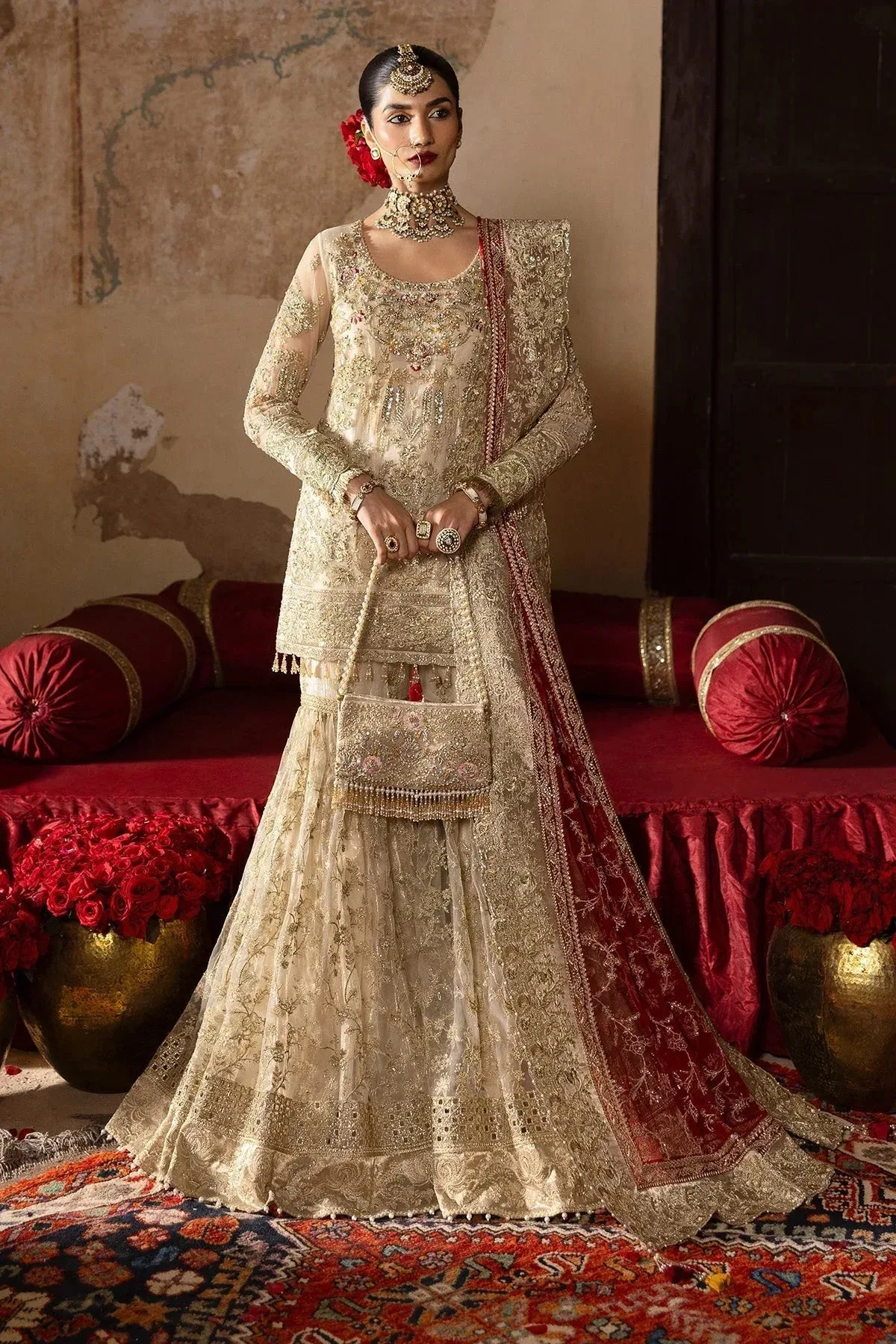 Imrozia Premium Jashan Bridal Collection White Organza – view 1 – Poshaq
