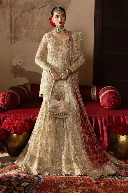 Imrozia Premium Jashan Bridal Collection White Organza – view 1 – Poshaq