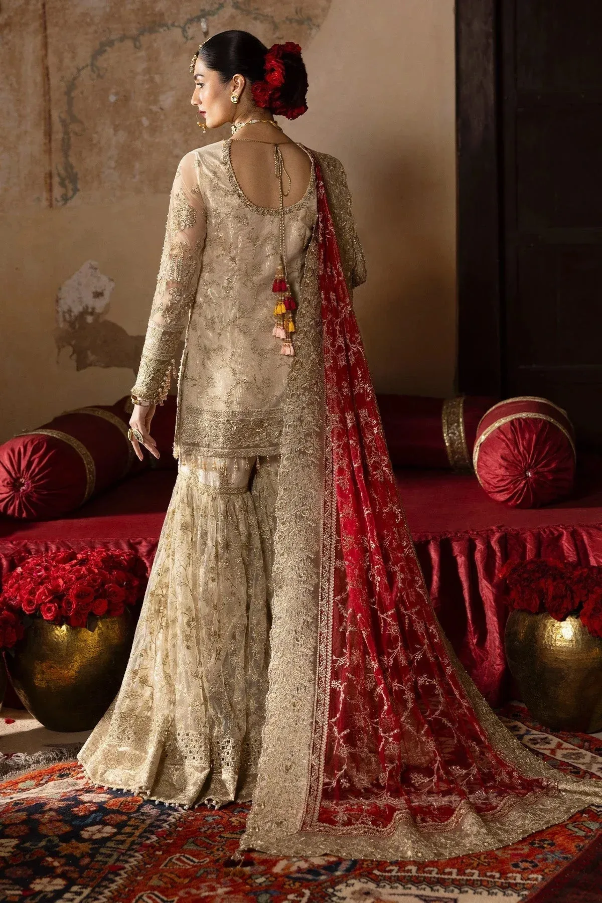 Imrozia Premium Jashan Bridal Collection White Organza – view 2 – Poshaq