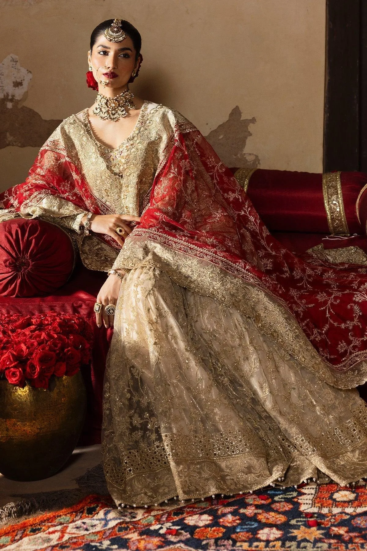 Imrozia Premium Jashan Bridal Collection White Organza – view 7 – Poshaq