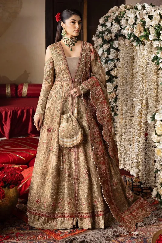 Imrozia Premium Jashan Bridal Collection Ivory Organza – view 1 – Poshaq