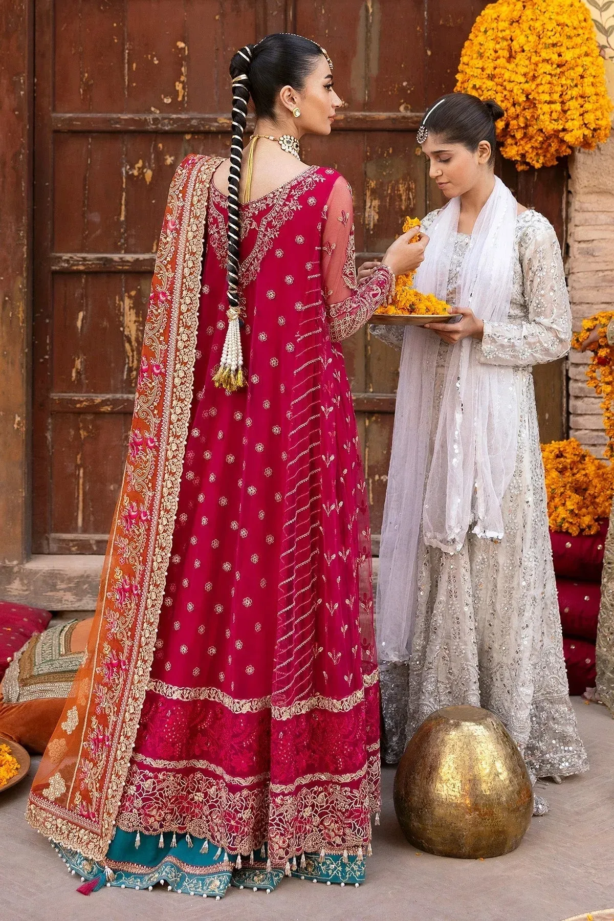 Imrozia Premium Jashan Bridal Collection Magenta Organza – view 2 – Poshaq