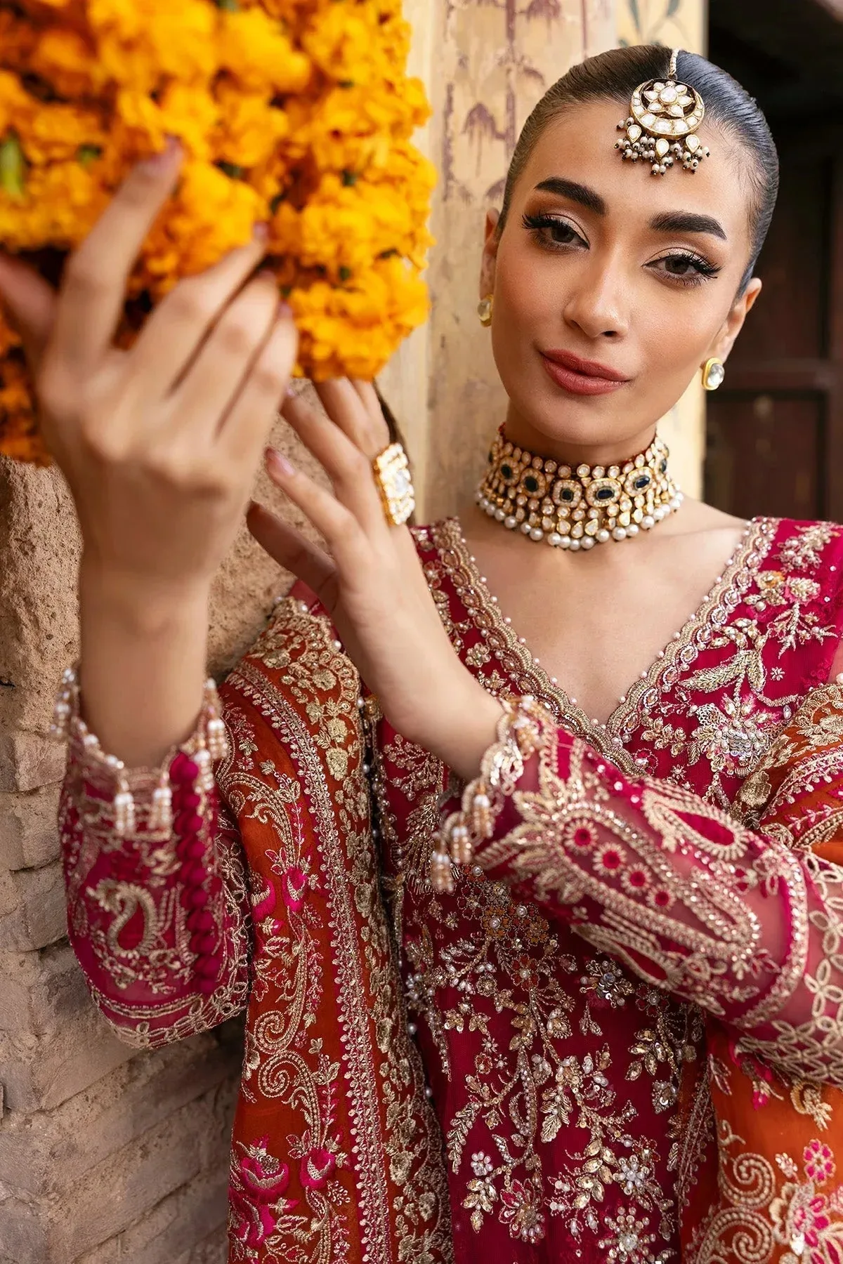 Imrozia Premium Jashan Bridal Collection Magenta Organza – view 3 – Poshaq